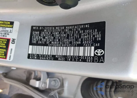 2017 Toyota Corolla Se из США, поврежденный, VIN 5YFBURHE8HP605371